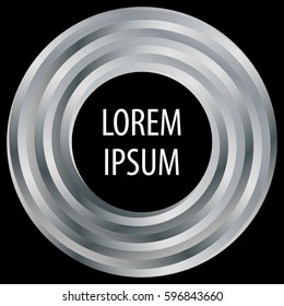 Vector illustration. Twisting metal bands creating a circle, in the center of which is space for text. Vector illustration.