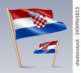 Vector illustration of two 3D-style flag icons of Croatia isolated on light background. Created using gradient meshes, EPS 10 vector design elements from world collection