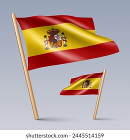 Ilustración vectorial de dos iconos de bandera de estilo 3D de España aislados sobre fondo claro. Creado con mallas de gradiente, EPS 10 Elementos de diseño de Vector de la colección mundial