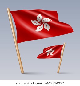 Vector illustration of two 3D-style flag icons of Hong Kong isolated on light background. Created using gradient meshes, EPS 10 vector design elements from world collection