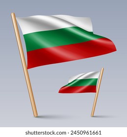 Vektorillustration von zwei 3D-Stil Flagge Icons von Bulgarien isoliert auf hellen Hintergrund. Erstellt mit Gradientenmaschen, EPS 10 Vektorgrafiken Design-Elemente aus der Welt Kollektion