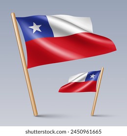 Vector illustration of two 3D-style flag icons of Chile isolated on light background. Created using gradient meshes, EPS 10 vector design elements from world collection