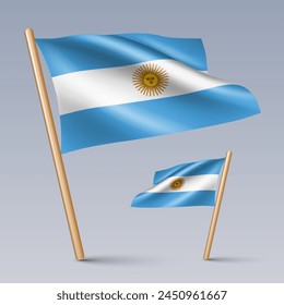 Vector illustration of two 3D-style flag icons of Argentina isolated on light background. Created using gradient meshes, EPS 10 vector design elements from world collection