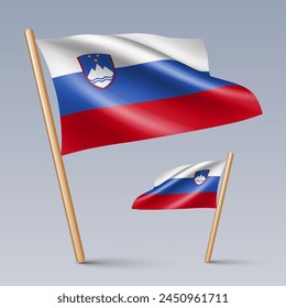 Vector illustration of two 3D-style flag icons of Slovenia isolated on light background. Created using gradient meshes, EPS 10 vector design elements from world collection