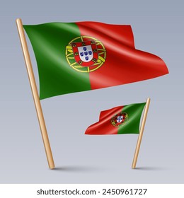 Vector illustration of two 3D-style flag icons of Portugal isolated on light background. Created using gradient meshes, EPS 10 vector design elements from world collection