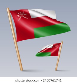 Vector illustration of two 3D-style flag icons of Oman isolated on light background. Created using gradient meshes, EPS 10 vector design elements from world collection