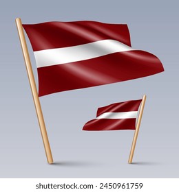 Vector illustration of two 3D-style flag icons of Latvia isolated on light background. Created using gradient meshes, EPS 10 vector design elements from world collection