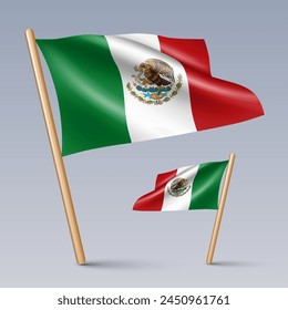 Ilustración vectorial de dos íconos de bandera de estilo 3D de México aislados sobre fondo claro. Creado con mallas de gradiente, EPS 10 Elementos de diseño de Vector de la colección mundial