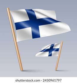 Ilustración vectorial de dos iconos de bandera de estilo 3D de Finlandia aislados en fondo claro. Creado con mallas de gradiente, EPS 10 Elementos de diseño de Vector de la colección mundial