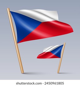 Vector illustration of two 3D-style flag icons of Czech Republic isolated on light background. Created using gradient meshes, EPS 10 vector design elements from world collection