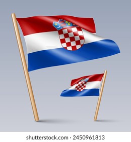 Vector illustration of two 3D-style flag icons of Croatia isolated on light background. Created using gradient meshes, EPS 10 vector design elements from world collection