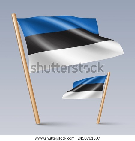 Vector illustration of two 3D-style flag icons of Estonia isolated on light background. Created using gradient meshes, EPS 10 vector design elements from world collection
