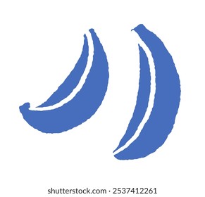 Vector illustration of two abstract blue bananas, isolated on white background. Suitable for food themes and creative designs.