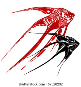 Vector illustration of two abstract fishes