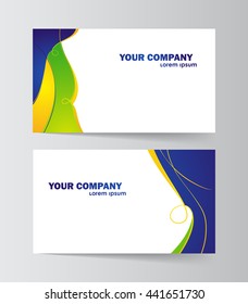 Vector illustration: Two abstract template design of Business cards with colored lines and waves.