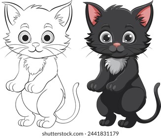 Vector illustration of two adorable cartoon kittens