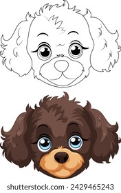 Ilustración vectorial de dos caras de perro adorables