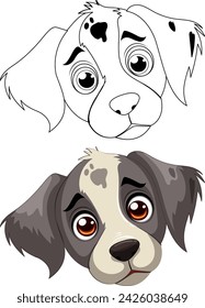 Vector illustration of two adorable puppy faces.