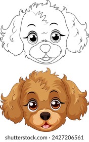 Vector illustration of two adorable puppy faces.