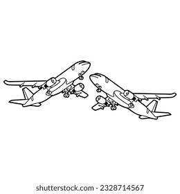 vector illustration of two airplanes