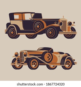 Vektorgrafik zweier antiker Automobile