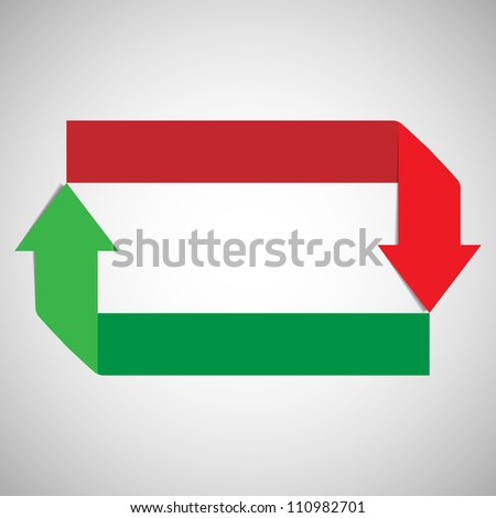 Vector illustration of two arrows - green and red.