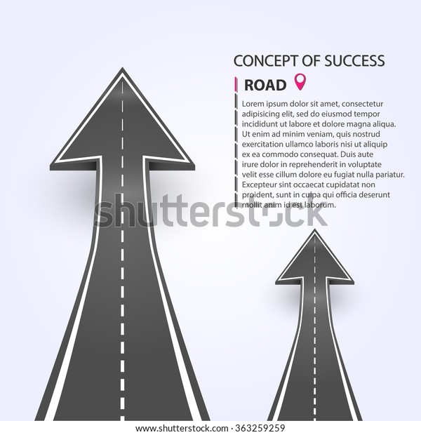 Vector illustration. Two arrows\
indicating the direction of the road. Success consept\
