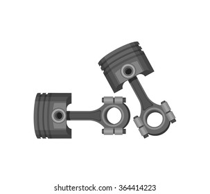 vector illustration of two automotive piston on a white background