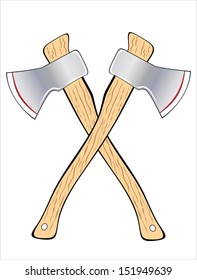 Vector illustration of two axe are isolated on white background