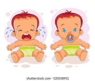 Vector illustration two baby in diapers