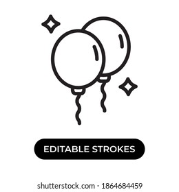 vector illustration of two balloons icon, use black color with line design style, editable stroke