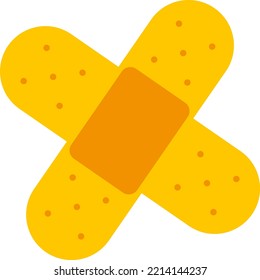 Vector illustration two band-aids. Band-Aids placed in the shape of a cross. Heal wounds and apply bandages. First aid.