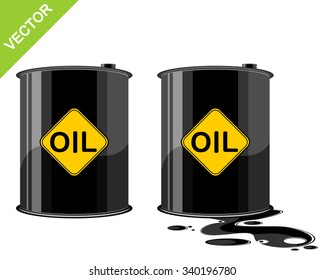 Vector illustration of a two barrels of oil