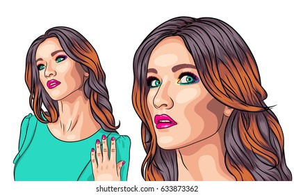 vector illustration of two beautiful women having vivid make-up. EPS