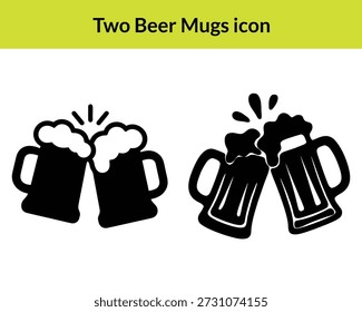 Eine Vektorgrafik von zwei Bierbechern, die in einem auffälligen Silhouettenstil gerendert sind, mit einem transparenten Hintergrund, der für Designer wertvoll ist.