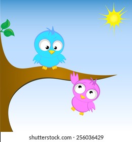 Vector illustration of two birds 