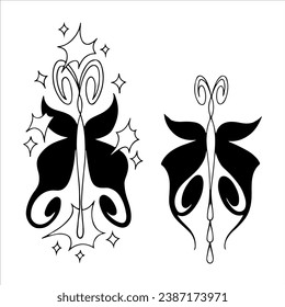 ilustración vectorial de dos mariposas negras