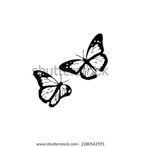 vector illustration of two black butterflies