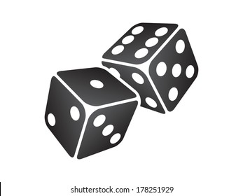 Vector illustration of two black dice