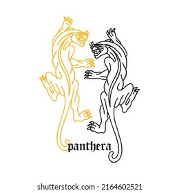 vector illustration of two black panthers