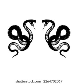 vector illustration of two black snakes