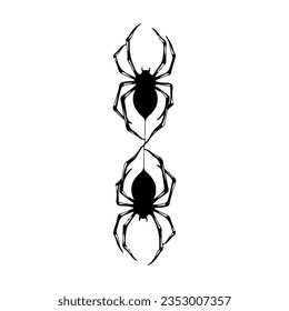 vector illustration of two black spiders