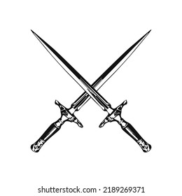 Vector Illustration Two Black Swords Stock Vector (Royalty Free ...