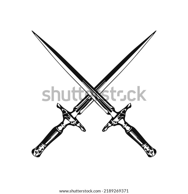 Vector Illustration Two Black Swords Stock Vector (Royalty Free ...