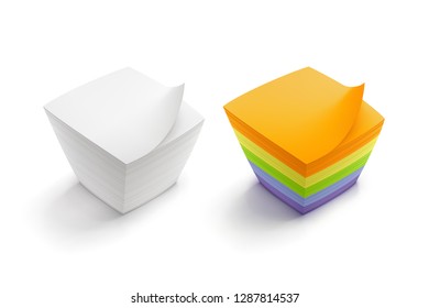 Vector Illustration of Two Blank Memo Paper Cubes.