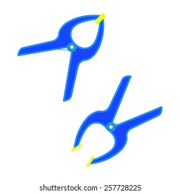 vector illustration of two blue cartoon clamps