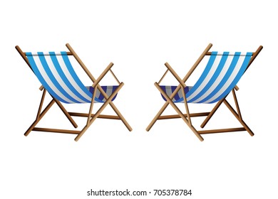 Vector  illustration of two blue chaise lounge  on transparent background 