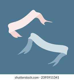 Vector illustration of two blue and pink ribbons.