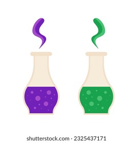 Vector illustration of two bottles with magical liquid
