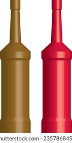 Vector illustration of two bottles, yellow and red.